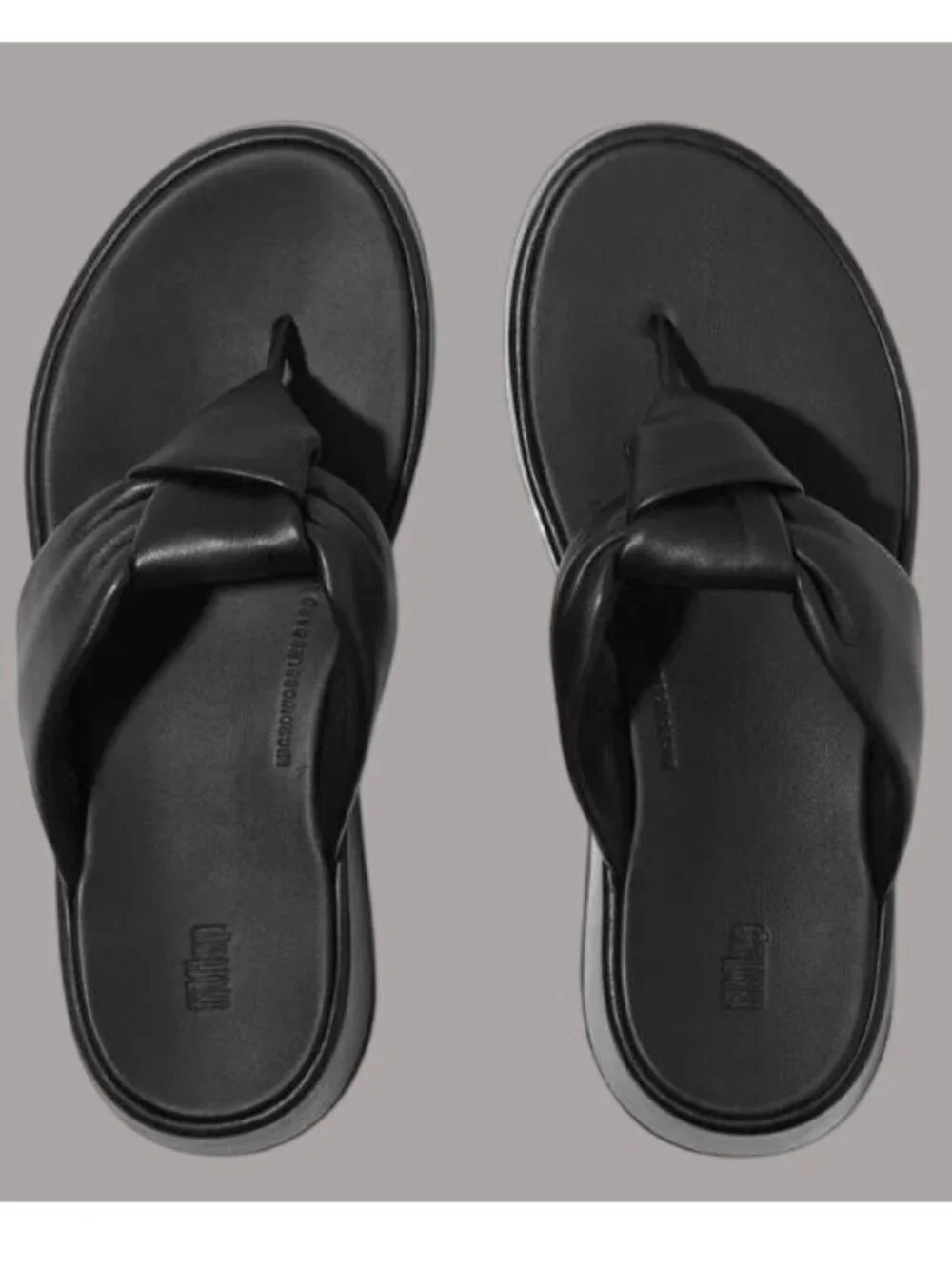 FitFlop Womens Lulu Toe Post Sandals Size 10 Black Leather Comfort - Picture 1 of 8